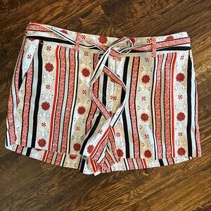 NWT Ann Taylor Loft Costa Printed Fluid Blue Red Striped Shorts 6